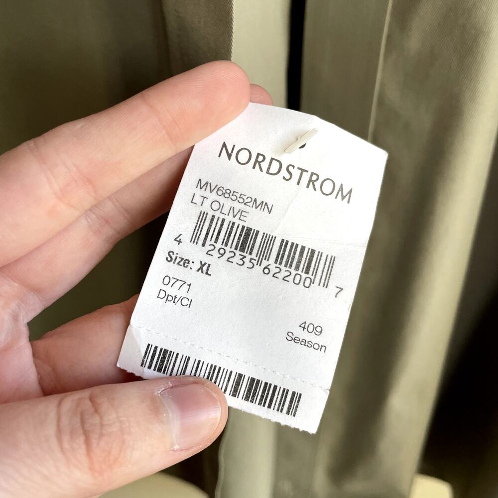NWT Nordstrom 100% cotton smartcare light olive green button down shirt men's XL - Picture 4 of 7